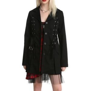 Royal Bones Black Lace Up Trenchcoat Small